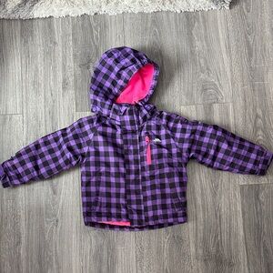 Kids Trespass Purple and Pink Plaid Hooded Jacket Size 2/3